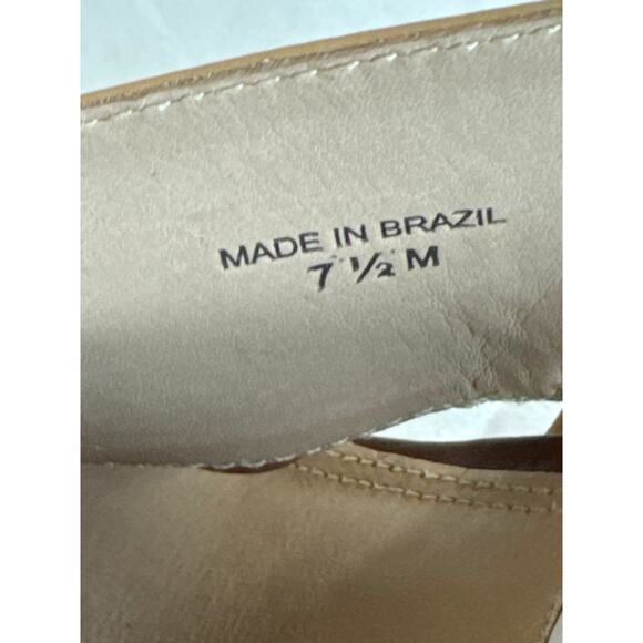 Diane von Furstenberg Tan Leather Cross Strap Slingback Wedge Sandals 7.5 - Picture 8 of 8